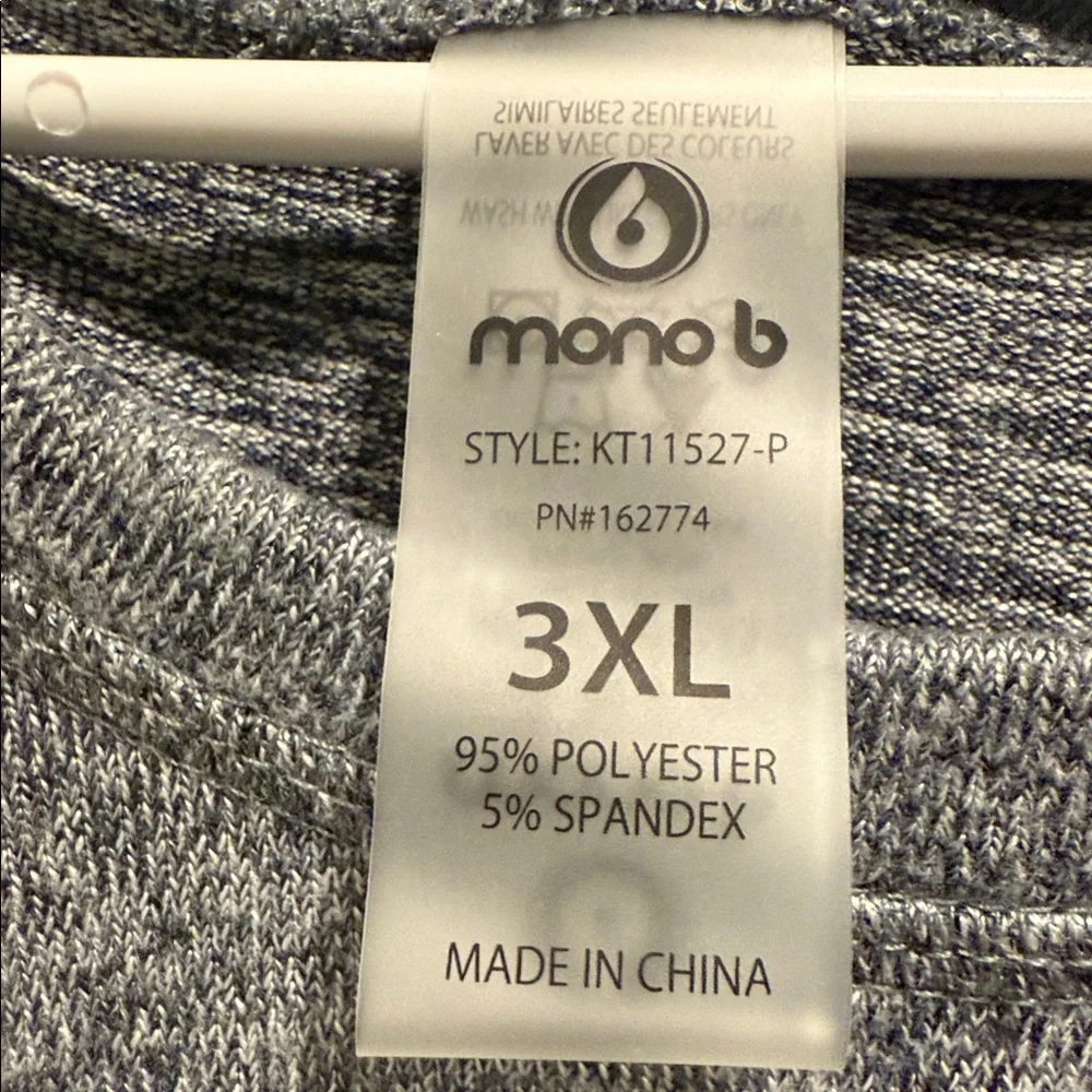 NWT Mono B Heather Gray Long Sleeve Top - Picture 2 of 5